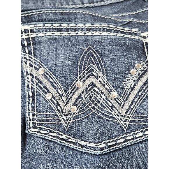 Wrangler Jeans Womens 5x32 Blue Boot Cut Western Cowgirl Rancher Rodeo Bedazzled - Picture 13 of 13